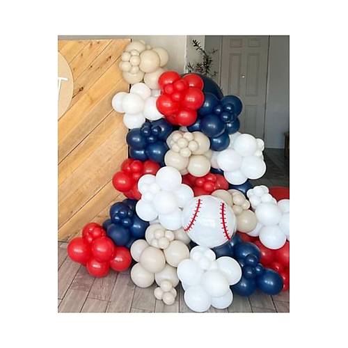 Gece mavisi krmz beyaz denizci konsepti balon zinciri 60 adet balon