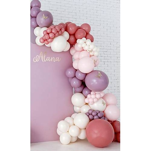 Clay pink retro toz pembe balon zinciri seti 100 adet balon ve zincir
