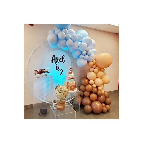 Kahve Mavi Balon Zinciri 120 Adet Balon 5 Mt Zincir Aparat Ve Balon Pompas