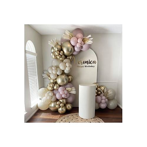 White Gold Krom Deniz Kumu Retro Toz Pembe Balon Zinciri Seti 100 adet balon ve zincir
