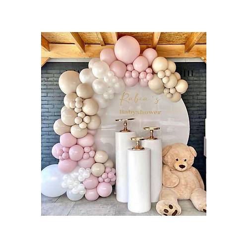 Pembe beyaz deniz kumu balon zinciri seti 100 adet balon