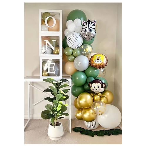 Hayvan Kafal Safari Balon Zinciri Seti 63 adet balon