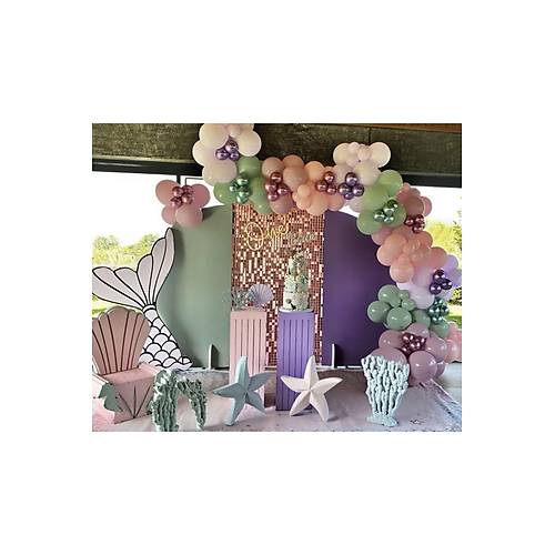Makaron Renkli Balon Zinciri Seti 100 Adet Balon ve Zincir