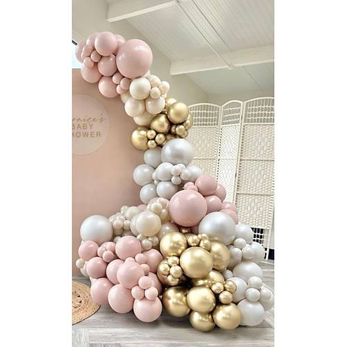 White gold krom pink bush balon zinciri seti 100 l