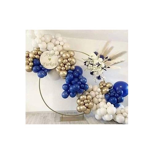 Lacivert white gold krom balon zinciri seti 100l