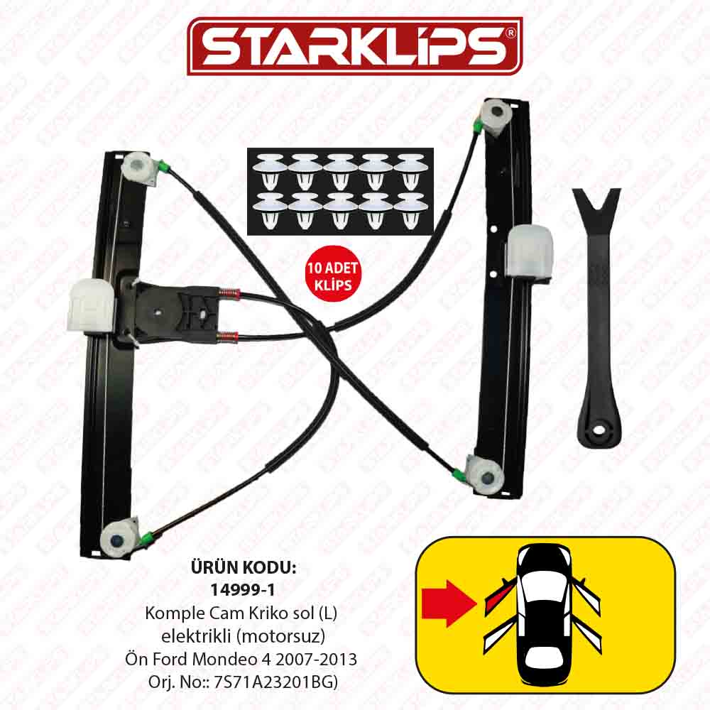 Cam Kriko Kızaklı L Ön Ford Mondeo 4 2007-2013 (7S71A23201BG)