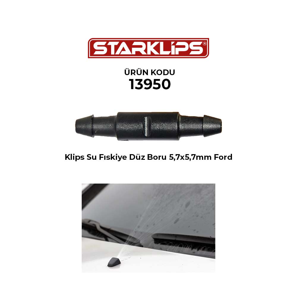 Klips Su Fıskiye Düz Boru 5,7x5,7x38mm Ford 10 Adet
