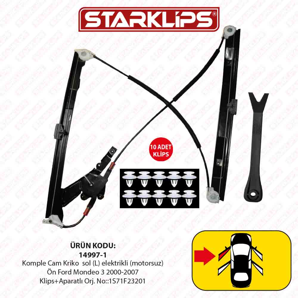 Cam Kriko Kızaklı Sol Ön Ford Mondeo 3 2000-2007 (1S71F23201)