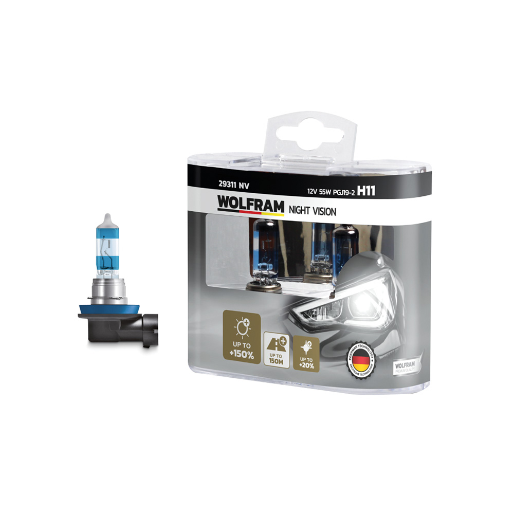 Set Ampul H11 12V 55W PX26d %150 Güçlü %20 Beyaz Işık Wolfram