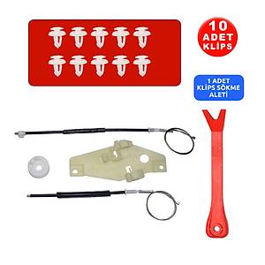 Toyota Corolla 1993-1998 4D Sol �n Cam Kriko Tamir Seti +10 Klips + Klips S�kme