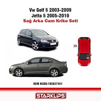 VW Golf 5 Jetta 2003-2009 1K4839462 Sa Arka Cam Kriko Tamir Seti