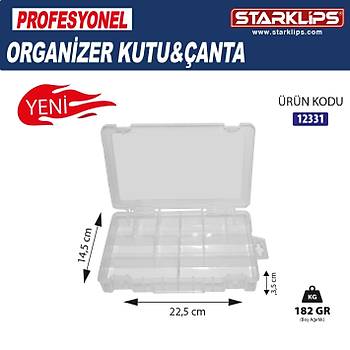12 B�lmeli Plastik Organizer �anta � Sabit G�zl� Vida, Tak�, Hobi D�zenleyici Kutu