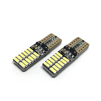 Dipsiz Ampul Beyaz T10 24 LED Canbus 2 Adet