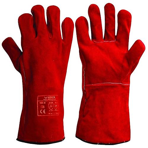 Veo F437 Redweld Is�ya Dayan�kl� Deri Kaynak�� Eldiveni
