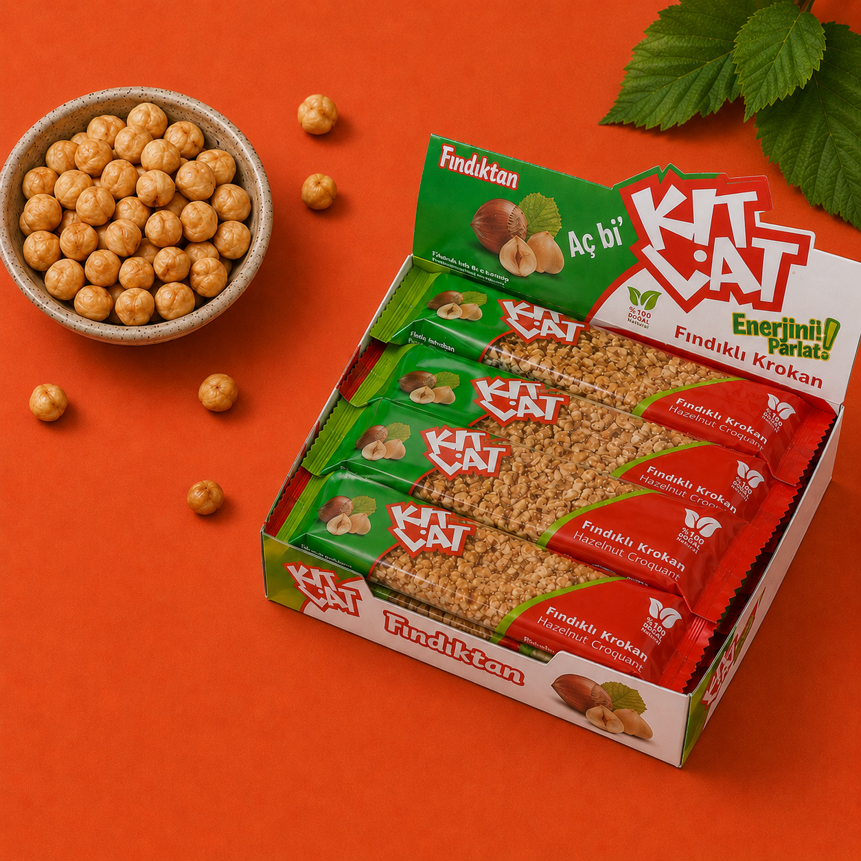 KITLAT ® Fındık Krokan Bar 12'li Kutu 360 Gr.