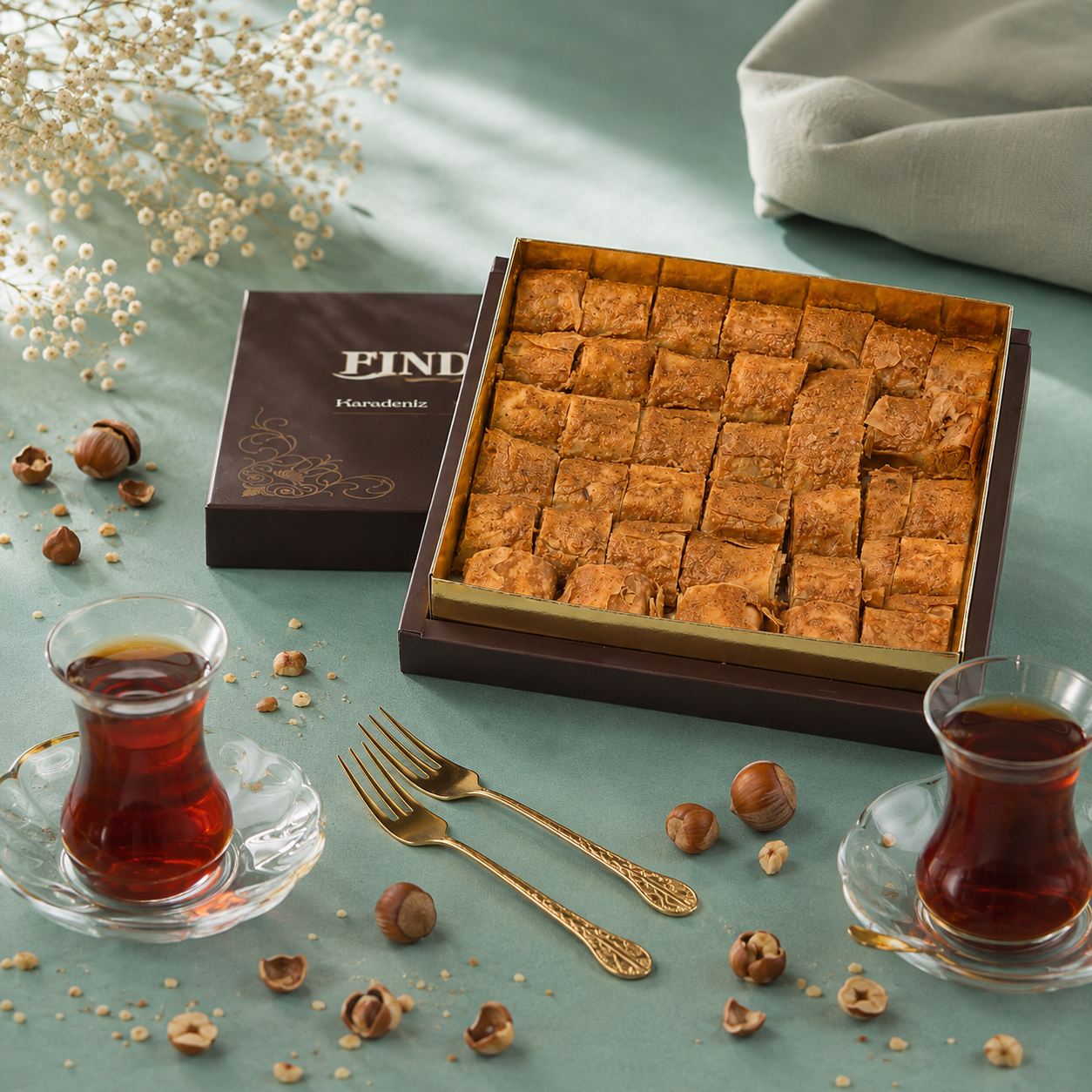FINTAT - Fındık Ezmeli Şerbetsiz Kuru Baklava.