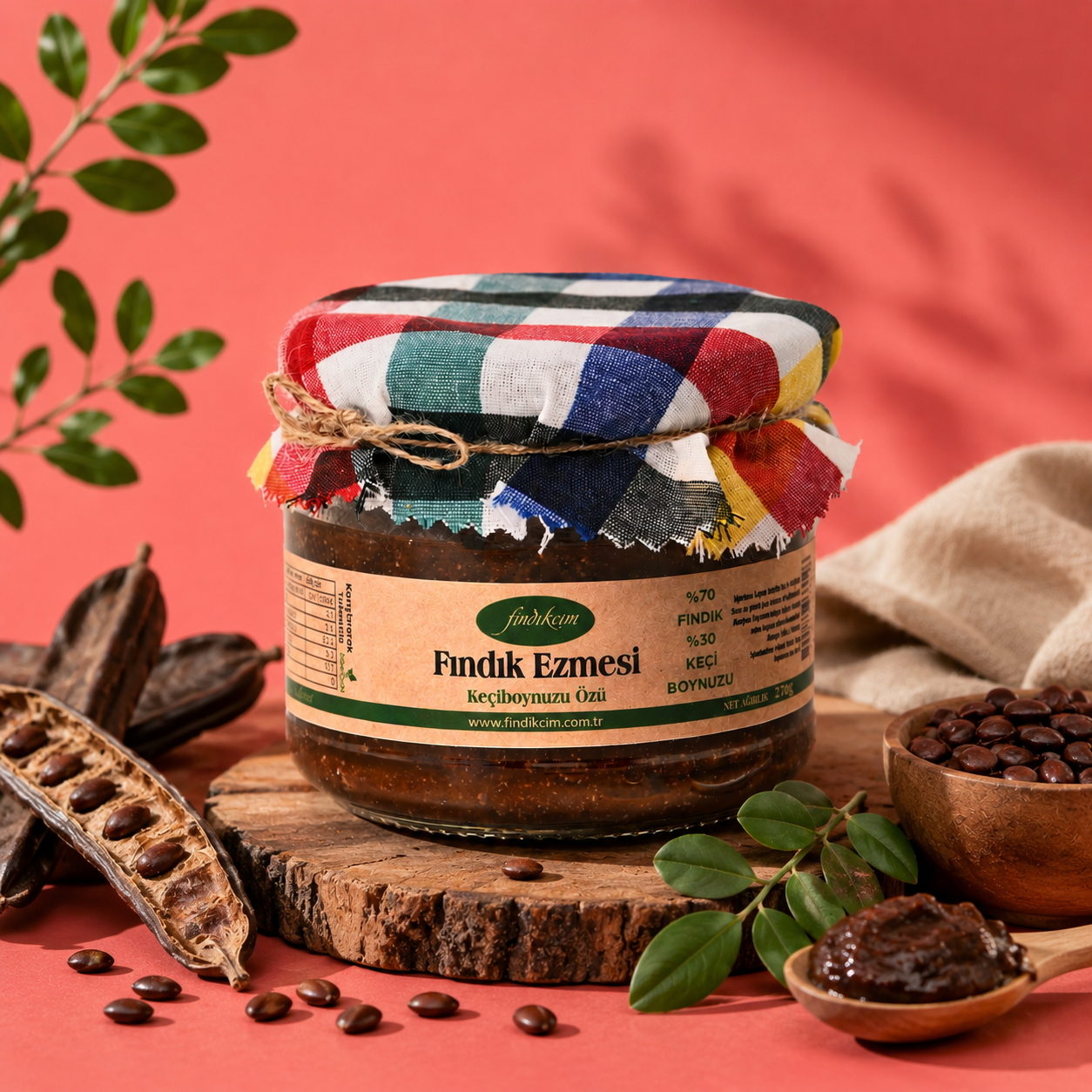 Fındık Ezmesi, Keçiboynuzu Özü, KATKISIZ 270 Gr.