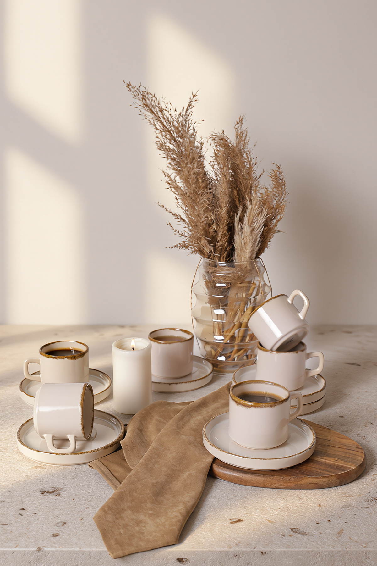 Straw Stackable Çay Takımı 12 Parça 6 Kişilik