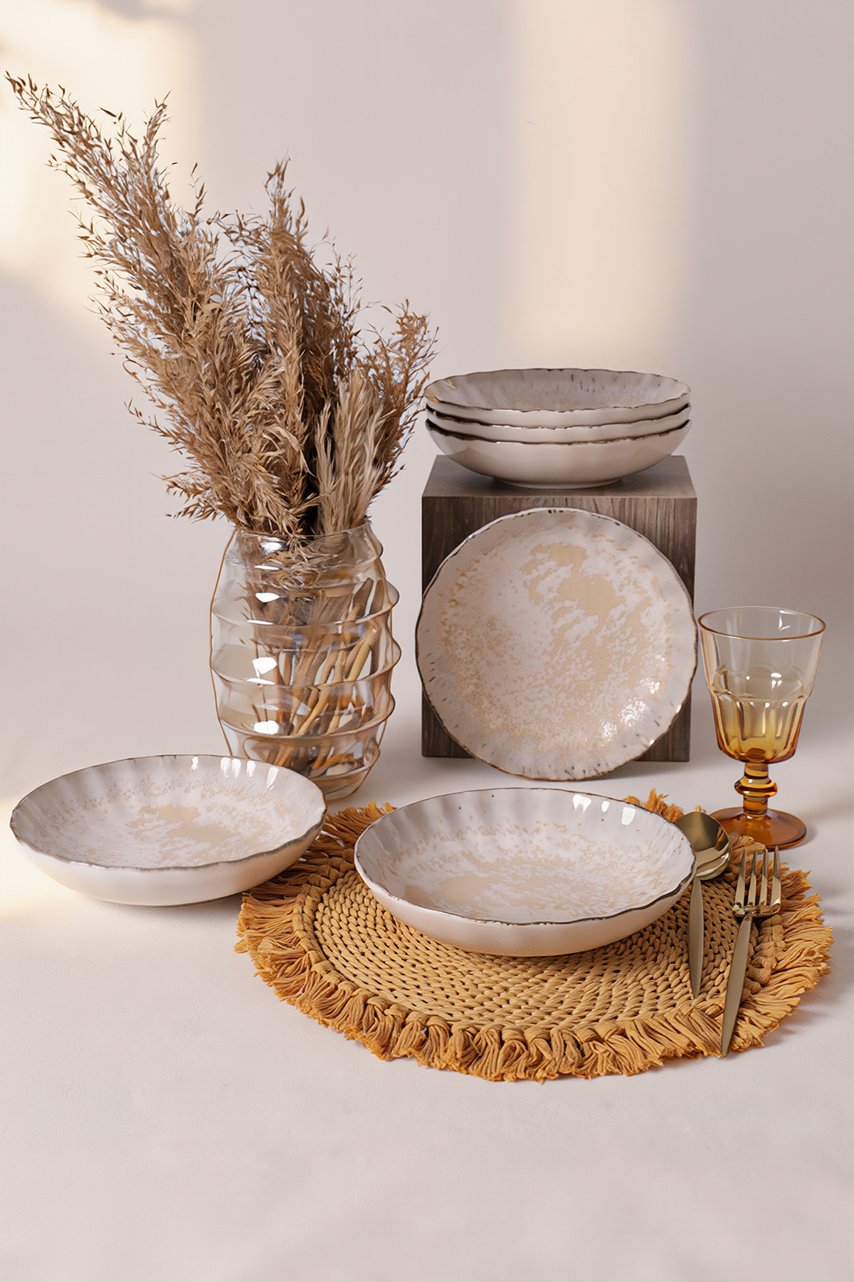 Vintage Cream Sirius Yemek Tabağı 20 Cm 6 Adet 22146