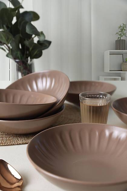 Mat Toprak Taupe Badem Yemek Taba 22 Cm 6 Adet 977