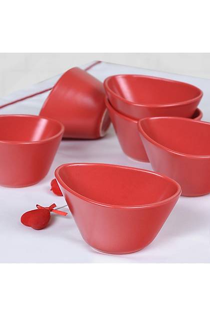 Mat Krmz Miska erezlik 12 Cm 6 Adet