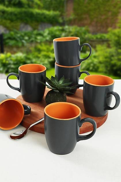 Mat Gri/Hardal Sar Bulut Kupa 9 Cm 6 Adet 969/102