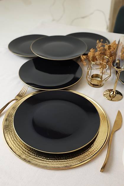 Siyah Gold Ege Servis Taba 26 Cm 6 Adet