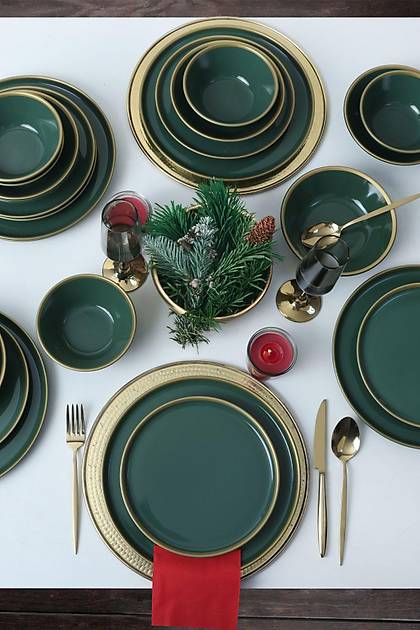 Green Gold Fileli Nordic Yemek Takm 24 Para 6 Kiilik