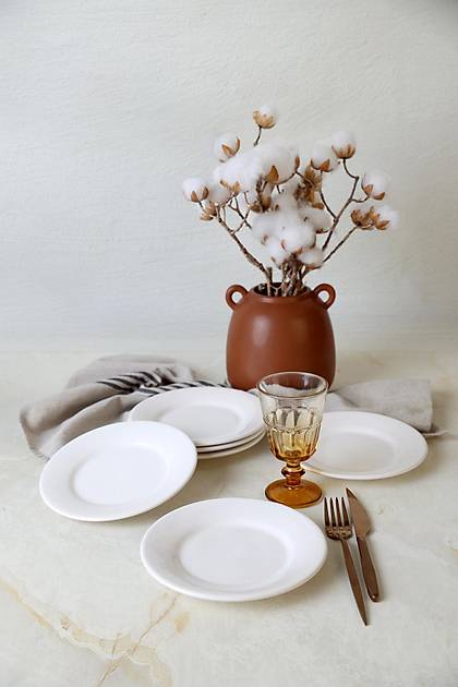 Beyaz Linda Pasta Taba�� 19 Cm 6 Adet 006