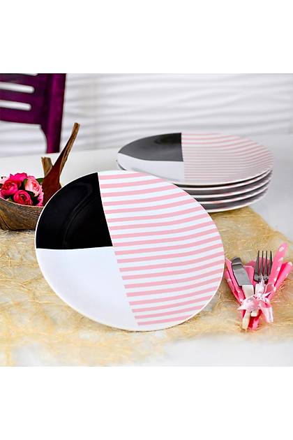 Geometrik Servis Taba 25 cm 6 Adet