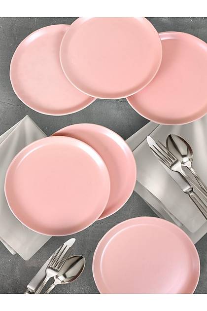 Mat Ak Pembe Hitit Servis Taba 25 Cm 6 Adet