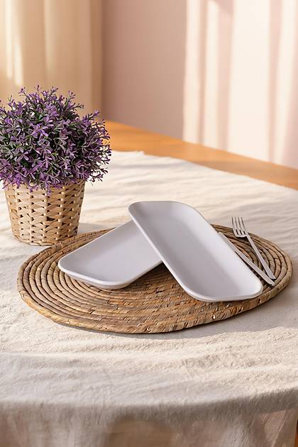 Beyaz Pergamon Kay�k Tabak 26 Cm 2 Adet 006