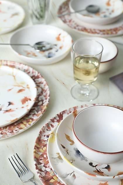 Keraart Brown Flowers Nordic Yemek Takm 24 Para 6 Kiilik 21431-32-33-93
