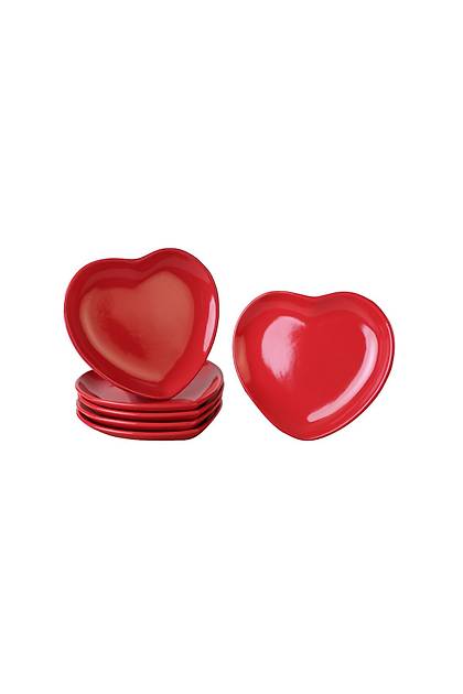 K�rm�z� Kalp Pasta Taba�� 20 Cm 6 Adet 506