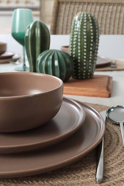 Nordic Mat Toprak Taupe Yemek Takm 18 Para 6 Kiilik 977