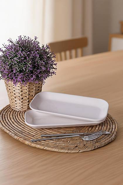 Beyaz Pergamon Kay�k Tabak 26 Cm 2 Adet 006