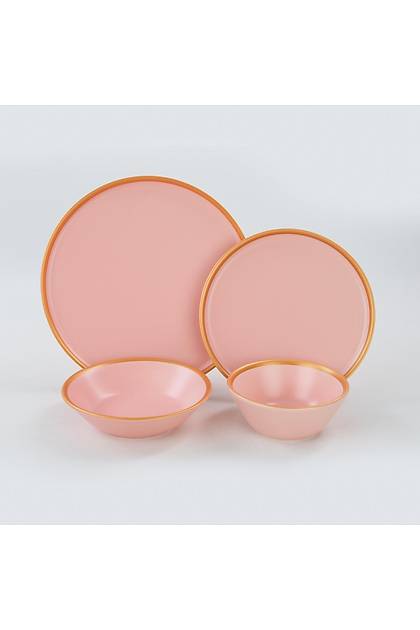 Wide Gold Mat Ak Pembe Yemek Takm 6 Kiilik 24 Para