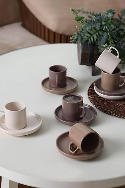 Brown Mix Kahve Takm 12 Para 6 Kiilik 950-958-977