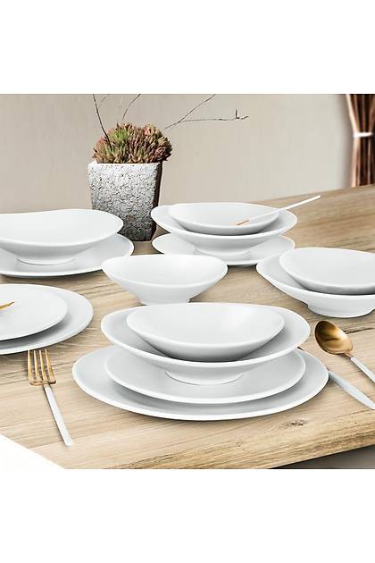 Oval Mat Beyaz Yemek Takm 24 Para 6 Kiilik