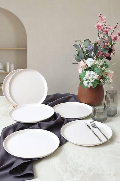 Mat Beyaz Hitit Servis Taba 25 Cm 6 Adet 022