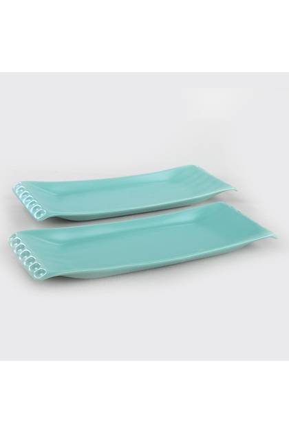 Mat Ak Yeil Selen Kayk Tabak 33 Cm 2 Adet