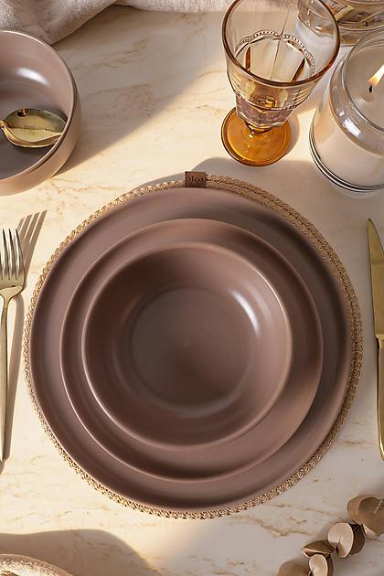 Mat Toprak Taupe Nordic Yemek Tak�m� 6 Par�a 2 Ki�ilik 977