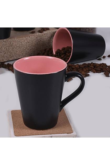 Konik Kupa Mat Siyah-Pembe 9 Cm 2 Adet