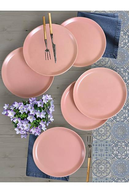 Mat Ak Pembe Hitit Servis Taba 25 Cm 6 Adet