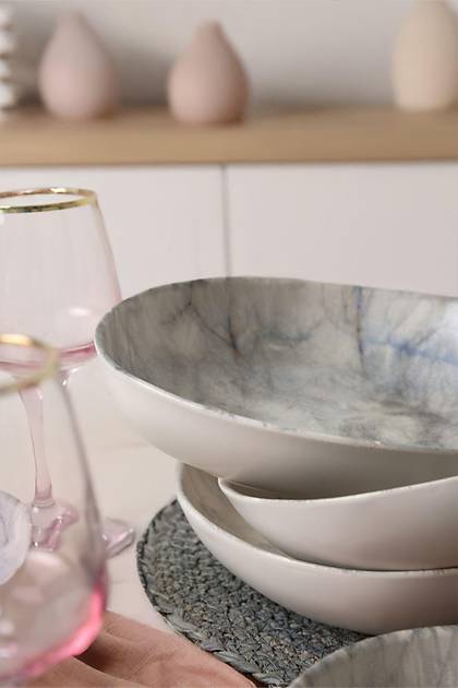 Wavy Marble Yemek Taba 23 Cm 6 Adet 17675