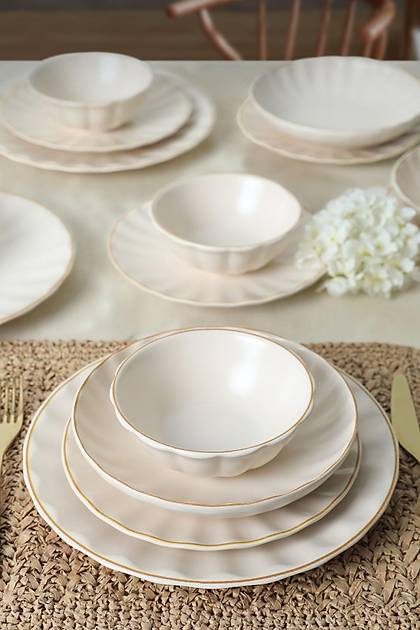 Keraart Mat Krem Gold File Sirius Yemek Takm 24 Para 6 Kiilik 21374