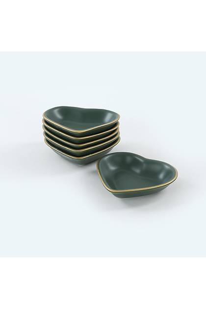 Mat Yeil Gold Kalp erezlik 14 Cm 6 Adet - 325