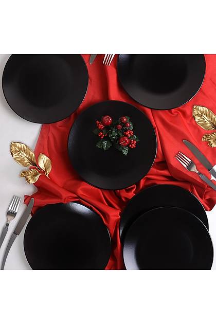 Mat Siyah Alfa Pasta Taba 21 Cm 6 Adet