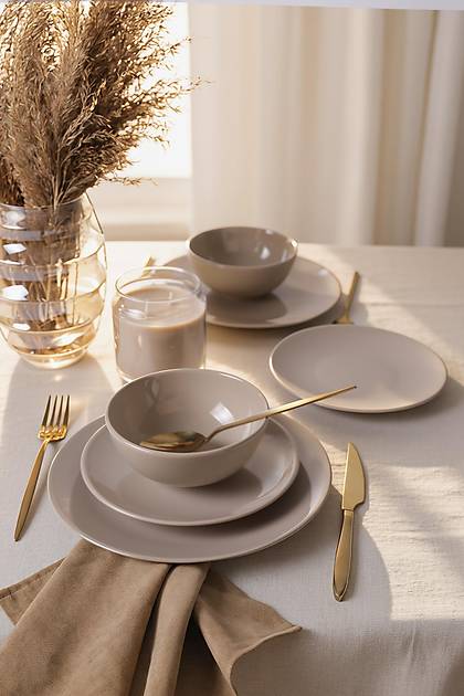 Taupe Kera Yemek Tak�m� 6 Par�a 2 Ki�ilik 594