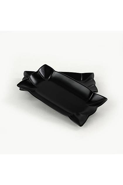 Mat Siyah Yldz Kayk Tabak 30 Cm 2 Adet